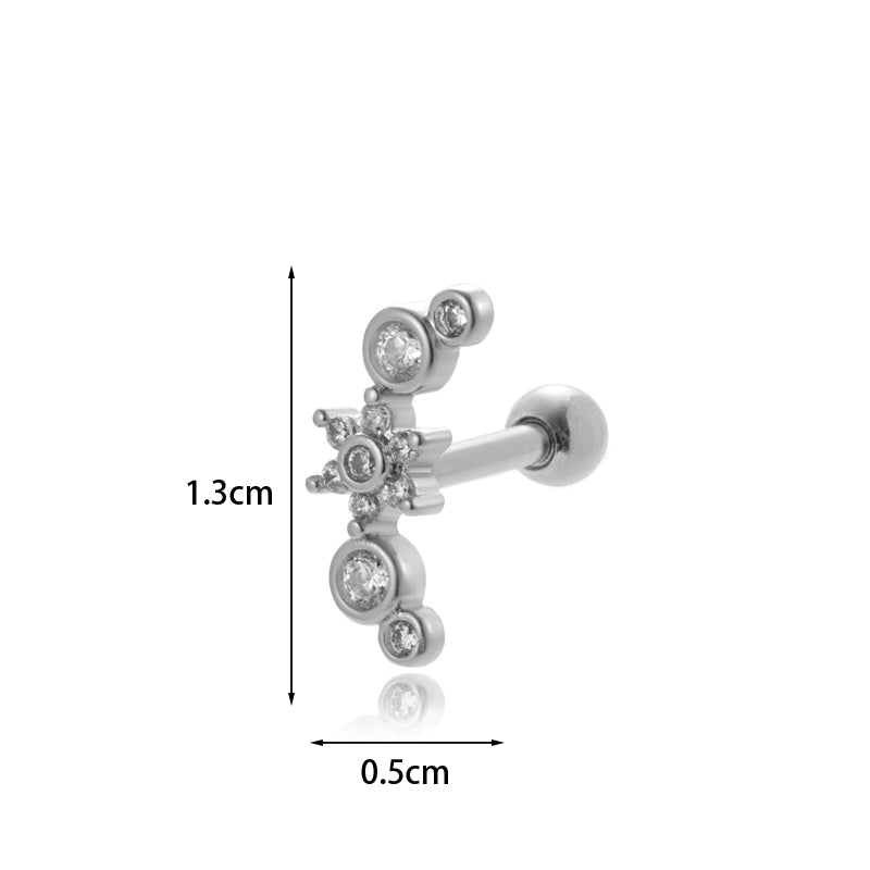 1 Piece Sweet Simple Style Eye Flower Butterfly Plating Inlay Stainless Steel Copper Zircon 18k Gold Plated Ear Studs