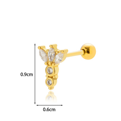 1 Piece Sweet Geometric Umbrella Plating Inlay Stainless Steel Copper Zircon 18k Gold Plated Ear Studs