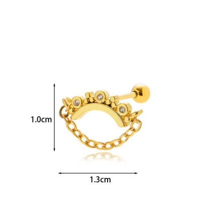 1 Piece Sweet Geometric Umbrella Plating Inlay Stainless Steel Copper Zircon 18k Gold Plated Ear Studs