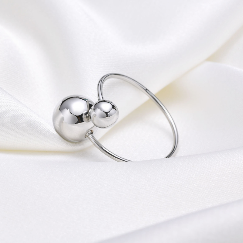 Simple Style Ball Stainless Steel Open Rings