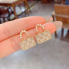 1 Pair Simple Style Lock Plating Inlay Copper Zircon Gold Plated Drop Earrings