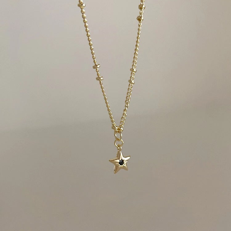 Simple Style Star Crown Titanium Steel Inlay Zircon Pendant Necklace