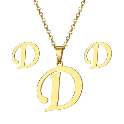 Classic Style Letter Stainless Steel Plating Gold Plated Jewelry Set