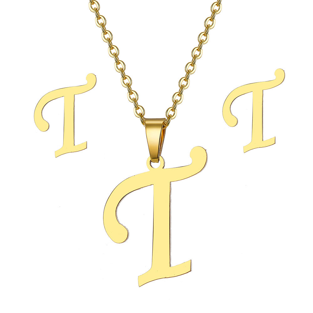 Classic Style Letter Stainless Steel Plating Gold Plated Jewelry Set