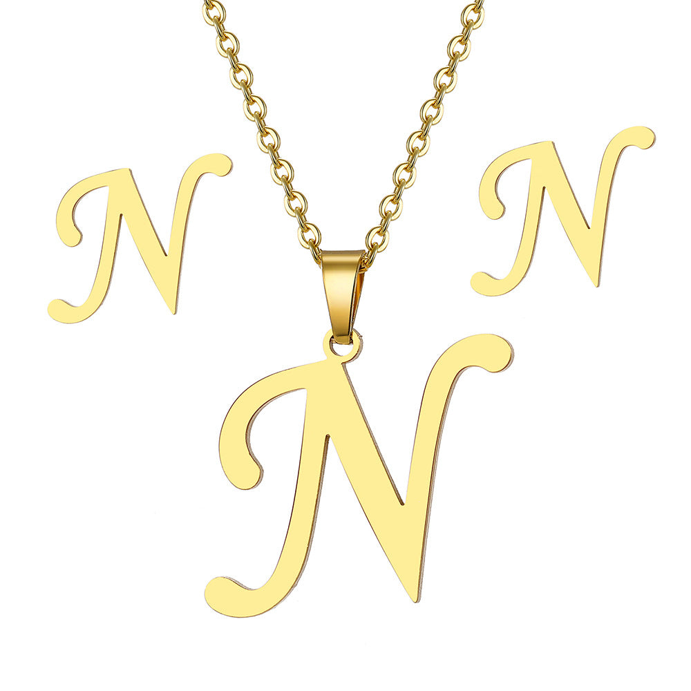 Classic Style Letter Stainless Steel Plating Gold Plated Jewelry Set