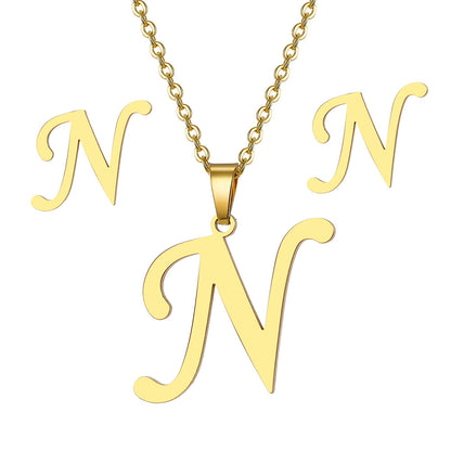 Classic Style Letter Stainless Steel Plating Gold Plated Jewelry Set