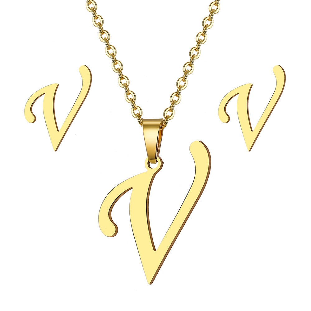 Classic Style Letter Stainless Steel Plating Gold Plated Jewelry Set