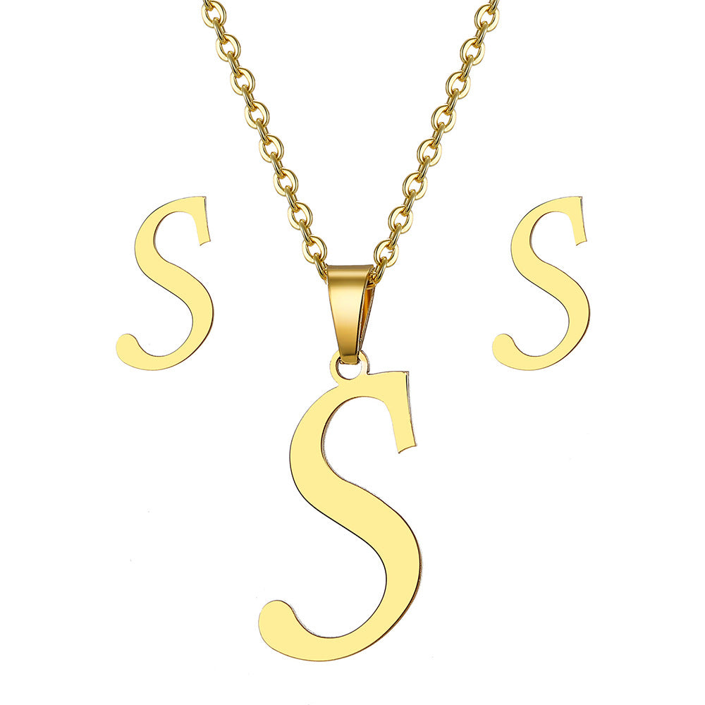 Classic Style Letter Stainless Steel Plating Gold Plated Jewelry Set