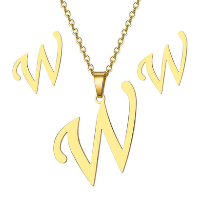 Classic Style Letter Stainless Steel Plating Gold Plated Jewelry Set