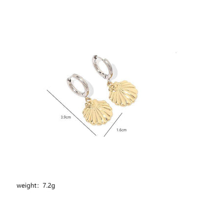 1 Pair Classical Shell Polishing Stainless Steel 18K Gold Plated Drop Earrings