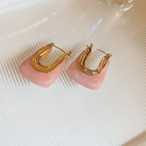 1 Pair Vintage Style C Shape Enamel Arylic Alloy Earrings