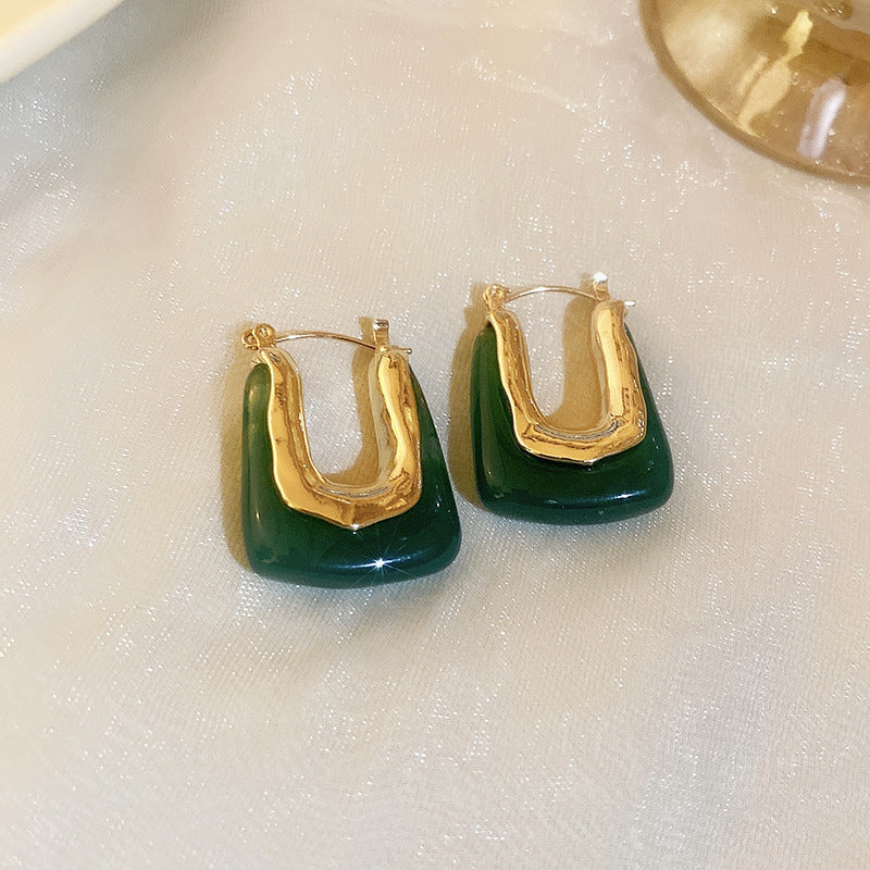 1 Pair Vintage Style C Shape Enamel Arylic Alloy Earrings