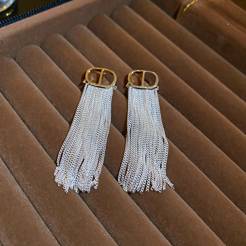 1 Pair Cute Sweet Geometric Tassel Chain Alloy Drop Earrings