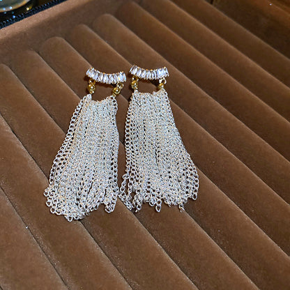 1 Pair Cute Sweet Geometric Tassel Chain Alloy Drop Earrings