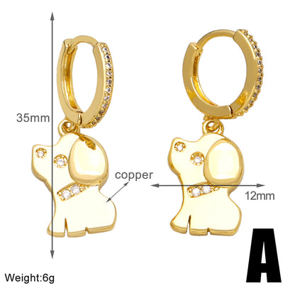 1 Pair Cute Vintage Style Simple Style Dog Plating Inlay Copper Zircon 18k Gold Plated Drop Earrings