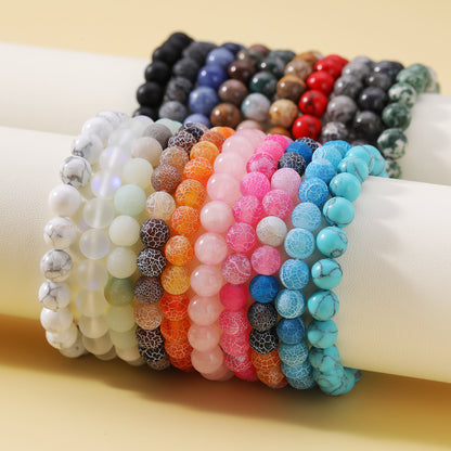 Retro Simple Style Round Natural Stone Beaded Bracelets