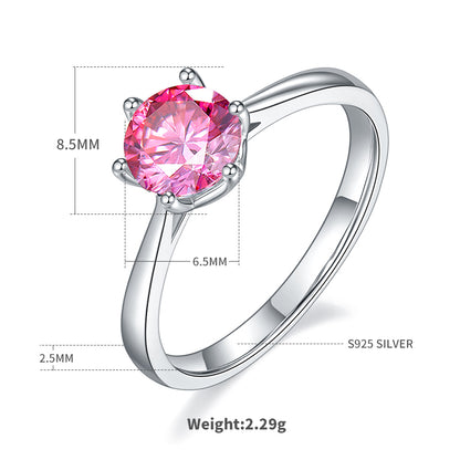 Shiny Round Sterling Silver Gra Plating Inlay Moissanite Rhodium Plated Silver Plated Rings