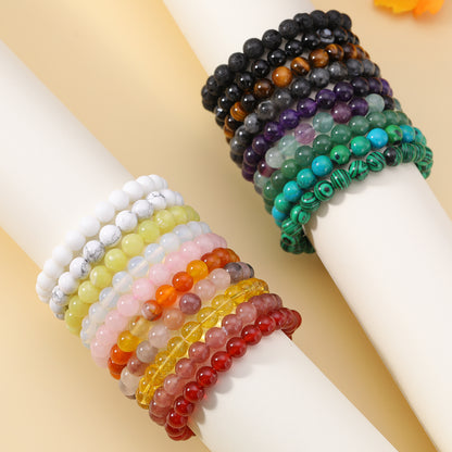 Casual Round Natural Stone Beaded Bracelets