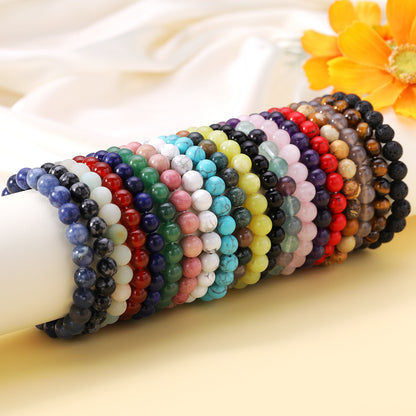 Simple Style Round Natural Stone Beaded Bracelets