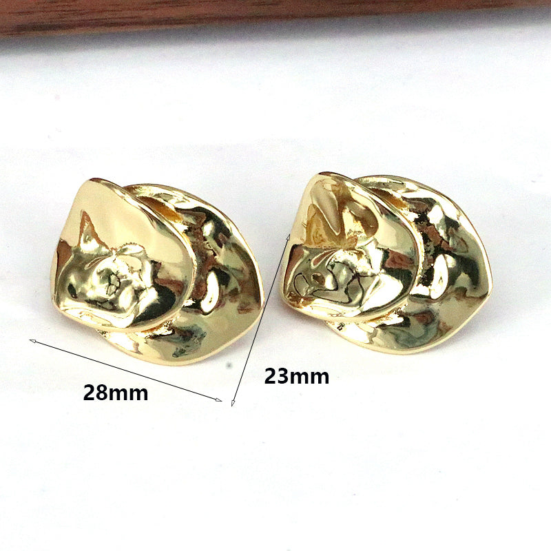 1 Pair Simple Style Solid Color Plating Copper 18k Gold Plated Ear Studs