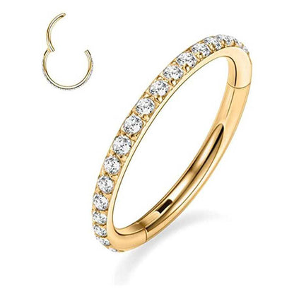 Simple Style Solid Color Stainless Steel Plating Inlay Zircon 18k Gold Plated Nose Ring