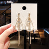 1 Pair Basic Geometric Bow Knot Tassel Plating Inlay Alloy Rhinestones Pearl Drop Earrings