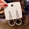 1 Pair Basic Geometric Bow Knot Tassel Plating Inlay Alloy Rhinestones Pearl Drop Earrings