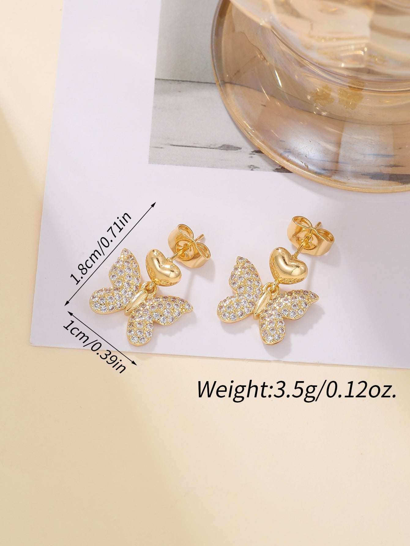 1 Pair Sweet Simple Style Butterfly Plating Inlay Copper Zircon 18k Gold Plated Drop Earrings