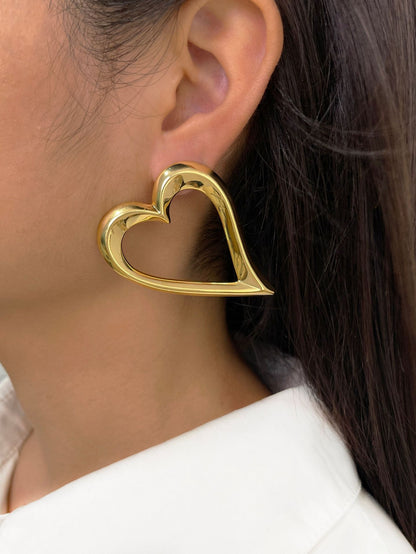 1 Pair Exaggerated Simple Style Heart Shape Plating Copper 18k Gold Plated Drop Earrings