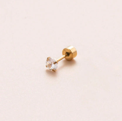 1 Piece Sweet Simple Style Classic Style Geometric Round Plating Inlay Stainless Steel Zircon 18k Gold Plated Ear Studs