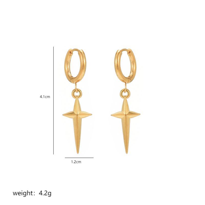 1 Pair Hip-hop Retro Simple Style Cross Polishing Plating Stainless Steel 18k Gold Plated Drop Earrings