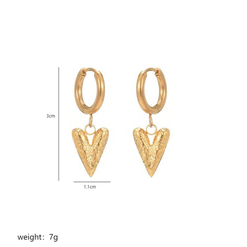 1 Pair Elegant V Shape Plating Stainless Steel 18k Gold Plated Drop Earrings