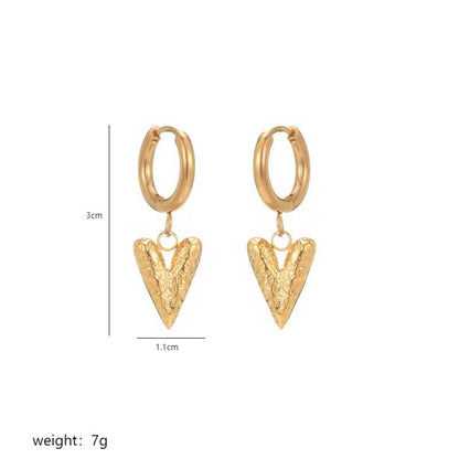 1 Pair Elegant V Shape Plating Stainless Steel 18k Gold Plated Drop Earrings