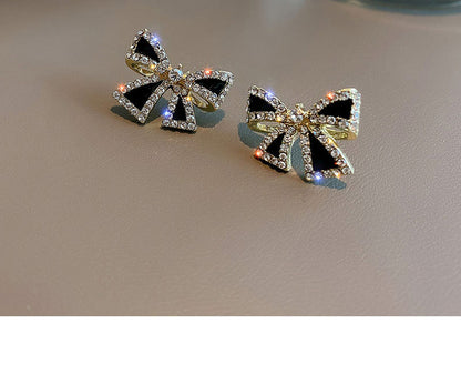 Wholesale Jewelry Sweet Simple Style Bow Knot Alloy Rhinestones Inlay Ear Studs