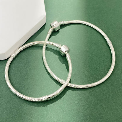 Elegant Glam Round Sterling Silver Plating Silver Plated Bracelets