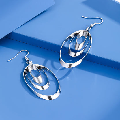 1 Pair Casual Simple Style Oval Plating Alloy Silver Plated Ear Hook