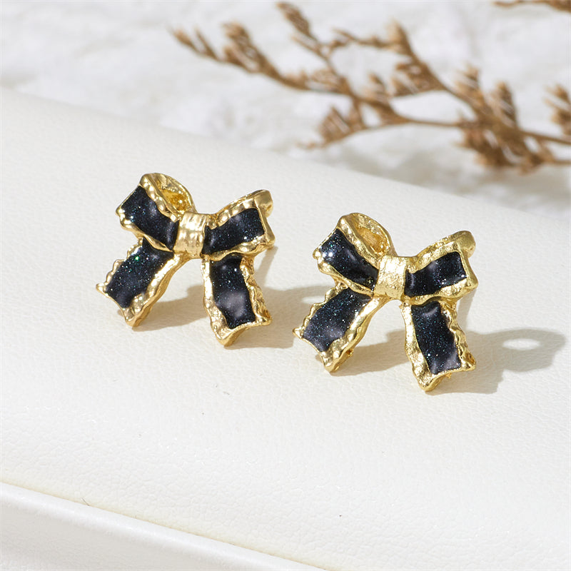 Wholesale Jewelry Sweet Simple Style Bow Knot Alloy Enamel Lacquer Painting Ear Studs