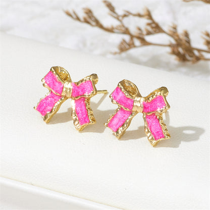 Wholesale Jewelry Sweet Simple Style Bow Knot Alloy Enamel Lacquer Painting Ear Studs