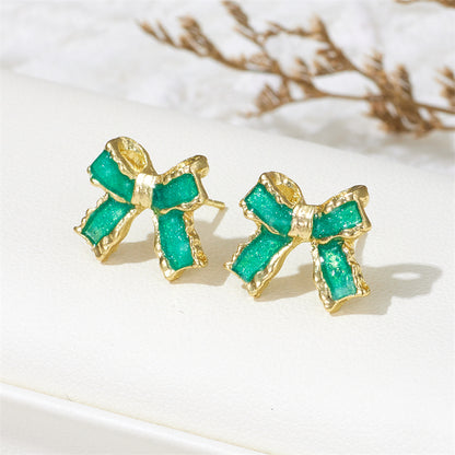 Wholesale Jewelry Sweet Simple Style Bow Knot Alloy Enamel Lacquer Painting Ear Studs