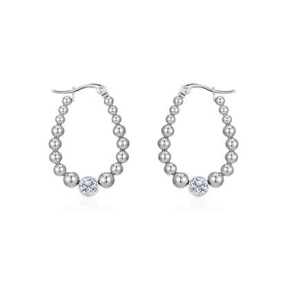 1 Pair Simple Style Round Plating Inlay Titanium Steel Zircon Earrings