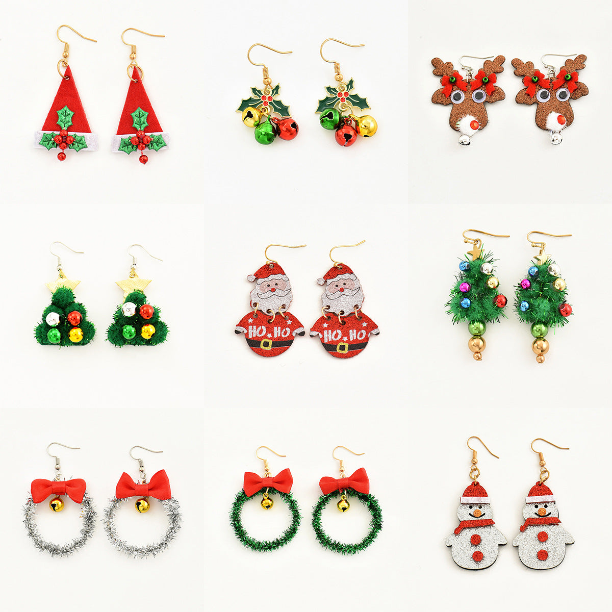 Cartoon Style Santa Claus Cloth Epoxy Christmas Kid's Earrings