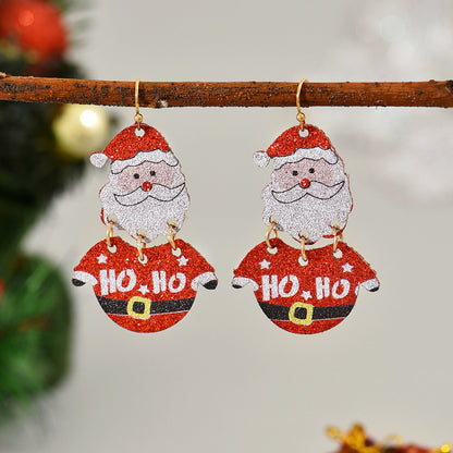 Cartoon Style Santa Claus Cloth Epoxy Christmas Kid's Earrings