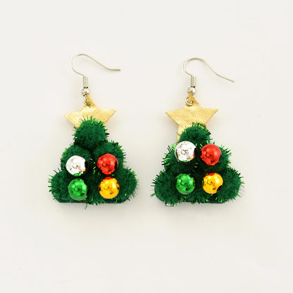 Cartoon Style Santa Claus Cloth Epoxy Christmas Kid's Earrings