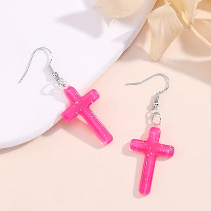 Simple Style Classic Style Cross Arylic Epoxy Kid's Drop Earrings