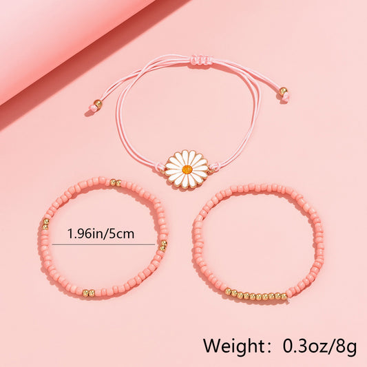 Simple Style Daisy Glass Beaded Kid's Bracelets