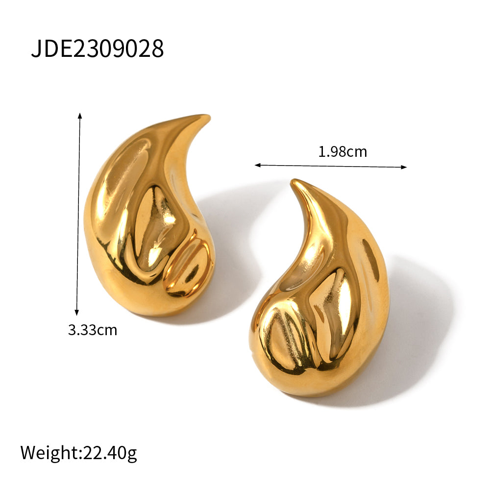 1 Pair Ig Style Water Droplets Plating Stainless Steel 18k Gold Plated Ear Studs