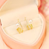 1 Pair Elegant Lady Geometric Flower Bow Knot Inlay Copper Artificial Pearls Zircon Drop Earrings