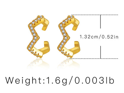 Retro Simple Style C Shape Copper Plating Inlay Zircon Ear Cuffs 1 Pair