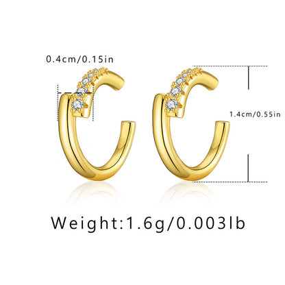 Retro Simple Style C Shape Copper Plating Inlay Zircon Ear Cuffs 1 Pair