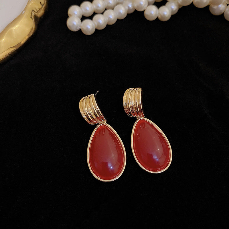 1 Pair Classic Style Water Droplets Inlay Copper Resin Drop Earrings